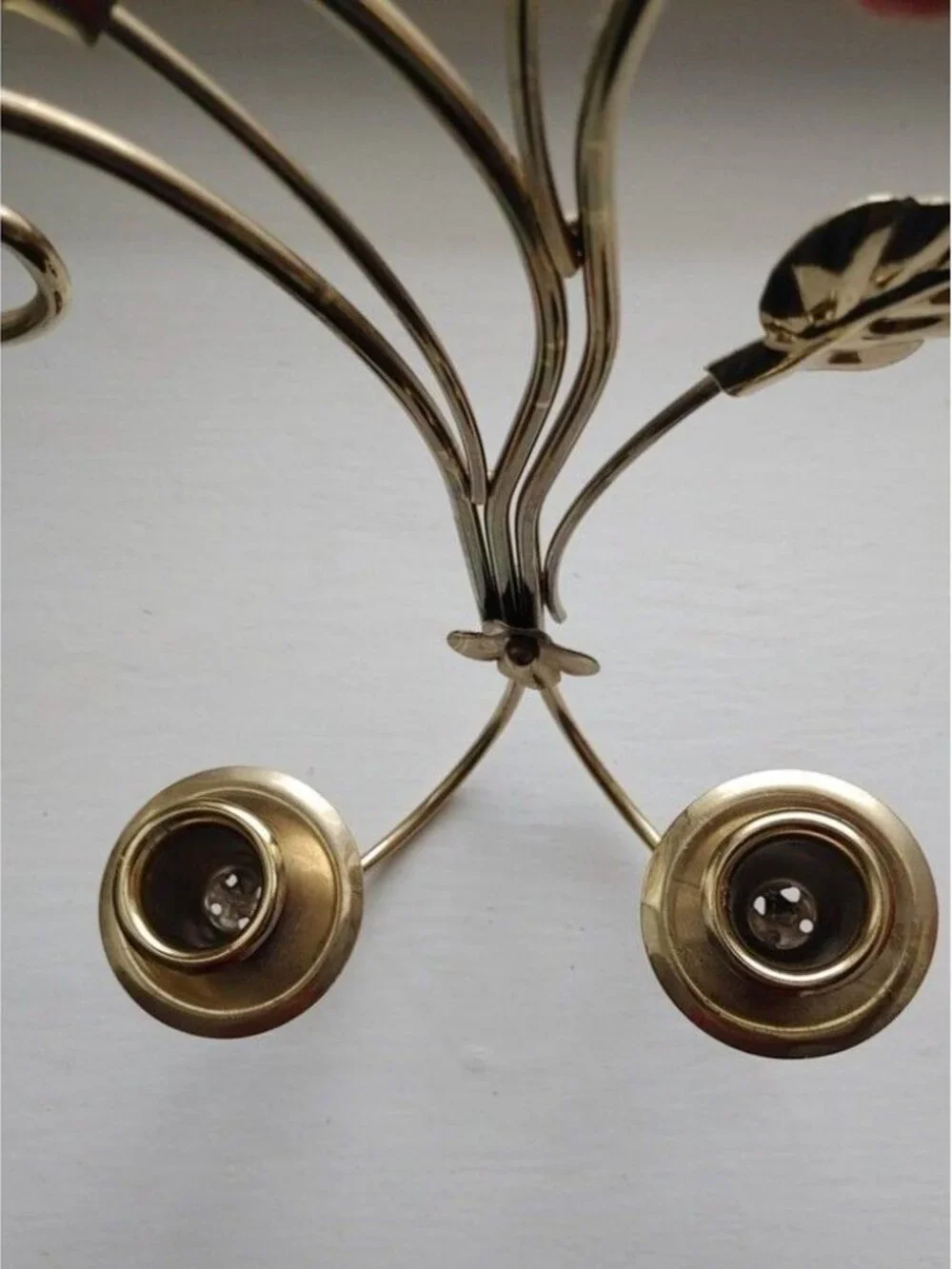 Vintage Home Interiors Goldtone Leaves Scrolls Double Candle Wall Sconce